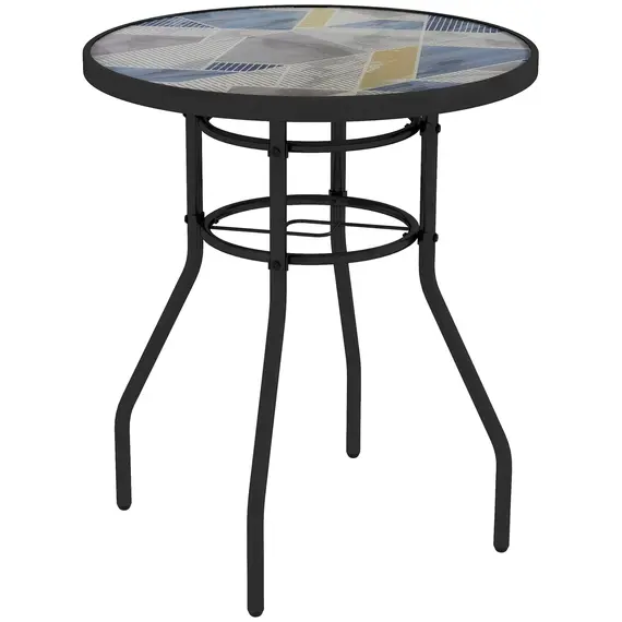 Buy Î¦60 Garden Table, with Glass Printed Tabletop - Multicolour