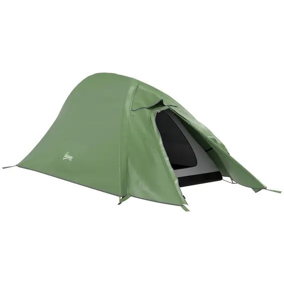 Buy Double Layer Camping Tent, 1-2 Man Backpacking Tent with Carry Bag, 2000mm Waterproof and Lightweight, Green