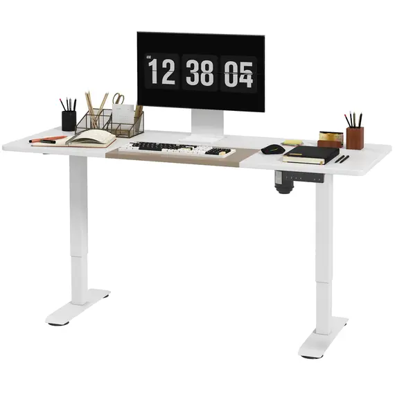 Buy Vinsetto Electric Standing Desk, 140 x 70cm Height Adjustable Sit Stand Desk with 4 Memory Smart Panel, Stand Up Desk for Home Office, White