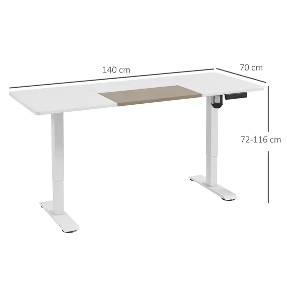 Buy Vinsetto Electric Standing Desk, 140 x 70cm Height Adjustable Sit Stand Desk with 4 Memory Smart Panel, Stand Up Desk for Home Office, White, 3 image