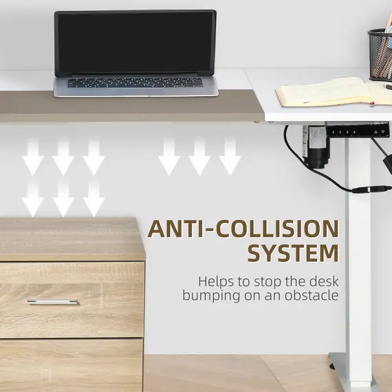 Buy Vinsetto Electric Standing Desk, 140 x 70cm Height Adjustable Sit Stand Desk with 4 Memory Smart Panel, Stand Up Desk for Home Office, White, 8 image