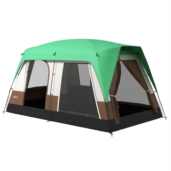 Buy Six-Man Camping Tent, with Small Rainfly and Accessories - Green