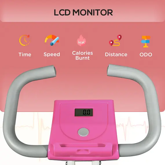 Buy HOMCOM Folding Exercise Bike, 8 Level Magnetic Resistance Indoor Stationary Bike, Upright Fitness Bike with Backrest Tablet Holder, 5 Level Adjustable Seat Height, White, 4 image