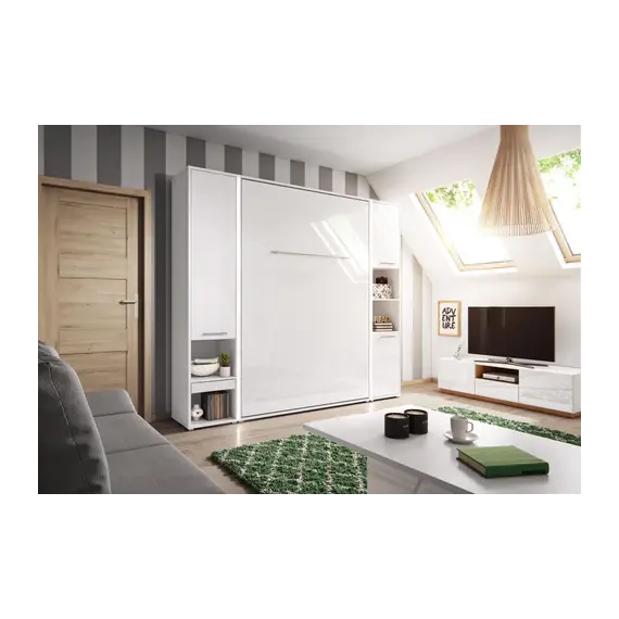 Buy CP-01 Vertical Wall Bed Concept Pro 140cm with Storage Cabinets, Colour: White Matt, Mattresses: Without Mattresses, Size: Double, 7 image