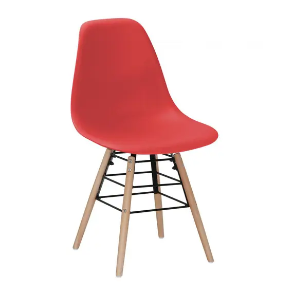 Buy Lilly Plastic (PP) Chairs x 4 with Solid Beech Legs Red, Colour: Red, 8 image
