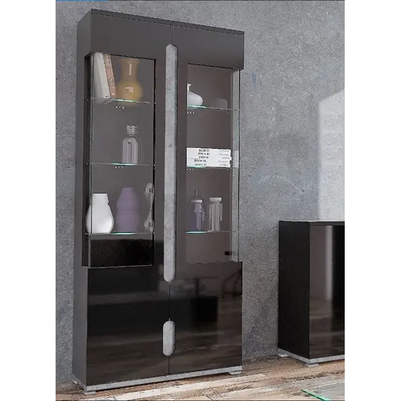 Buy Elise Black High Gloss And Grey Display Cabinet T02, 4 image