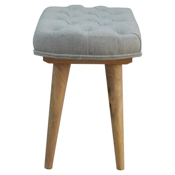 Buy Nordic Style Bench with Deep Buttoned Grey Tweed Top, 6 image