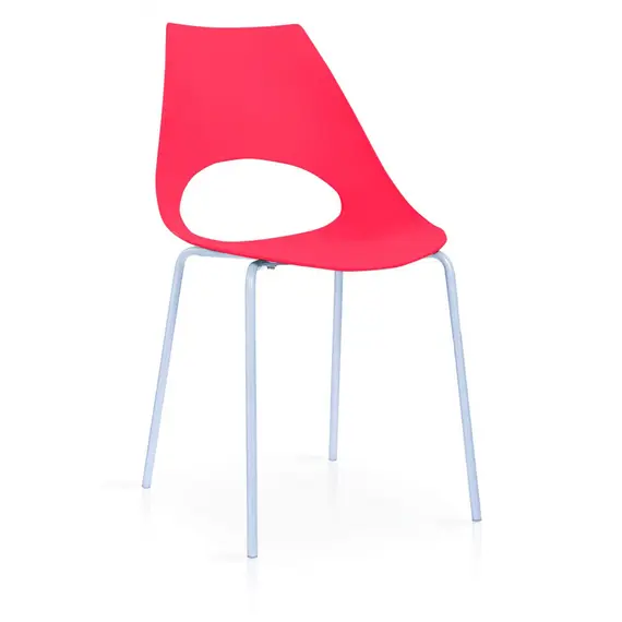 Buy Orchard Plastic (PP) Chairs Red with Metal Legs Chrome, Colour: Red
