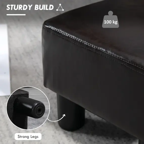 Buy PU Faux Leather Footstool Ottoman Cube w/ 4 Plastic Legs Black, 2 image