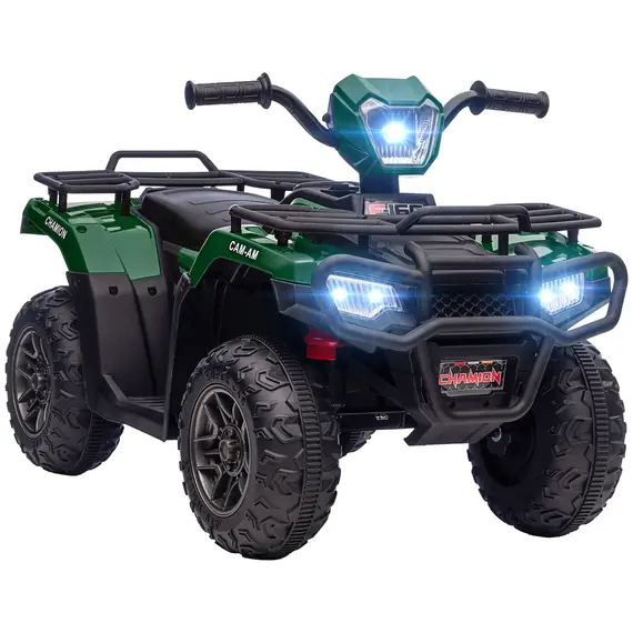 Buy 12V Kids Quad Bike with Forward, Reverse Functions, Ride-On ATV w/ Music, LED, Headlights, for Ages 3-5 Years - Green