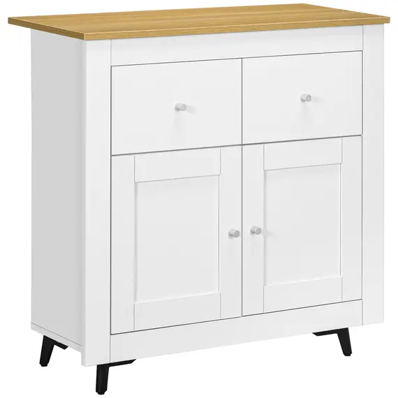 Buy Sideboard Storage Cabinet, Modern Kitchen Cupboard with Double Doors and Drawers for Dining Room, Living Room and Entryway, White