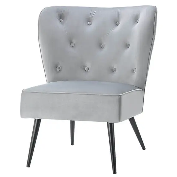 Buy Thames Velvet Dining Chair Grey with Black Metal Legs