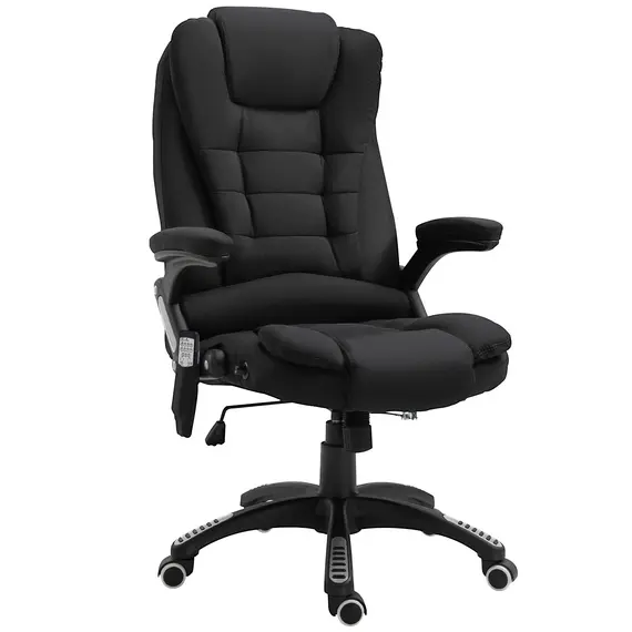 Buy Massage Recliner Chair Heated Office Chair with Six Massage Points Linen-Feel Fabric 360° Swivel Wheels Black