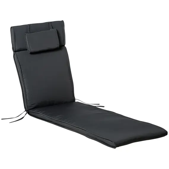 Buy Garden Sun Lounger Chair Cushion Reclining Relaxer Indoor Outdoor Grey, 3 image