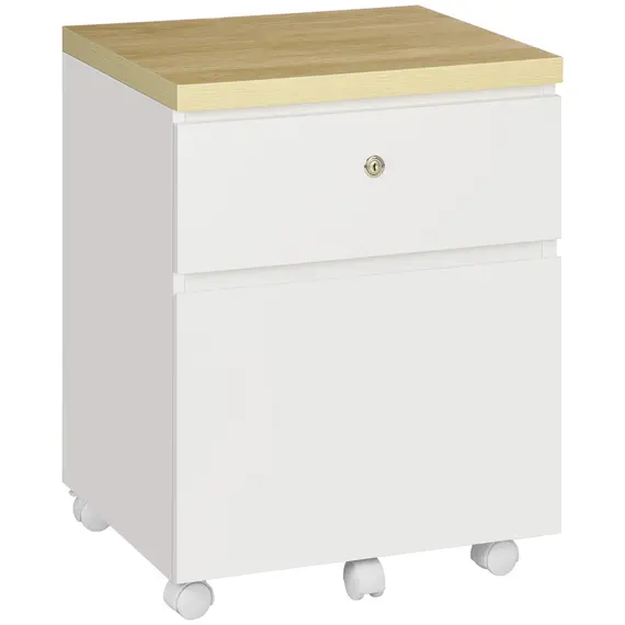 Buy 2-Drawer Filing Cabinet with Lock, Mobile File Cabinet with Hanging Bars for Legal Size and Wheels, Home Office Study, White