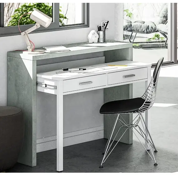 Buy Turin Artic Concrete Grey And White Desk - 2931, Colour: Grey