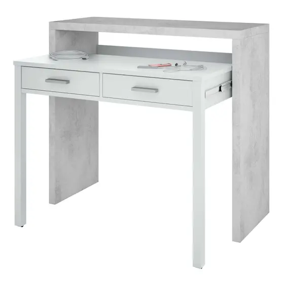 Buy Turin Artic Concrete Grey And White Desk - 2931, Colour: Grey, 2 image