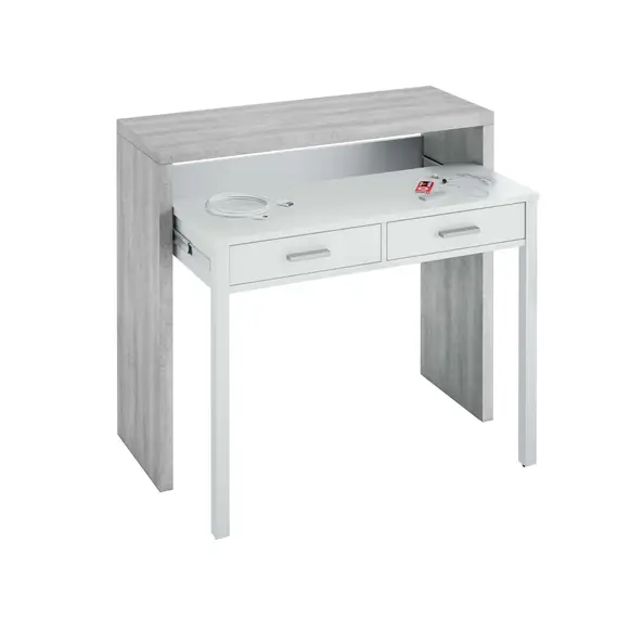 Buy Turin Artic Concrete Grey And White Desk - 2931, Colour: Grey, 3 image