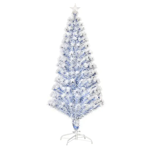 Buy 5FT Artificial Fibre Optic Christmas Tree Seasonal Decoration w/ LED Lights Pre-Lit Easy Store White Blue