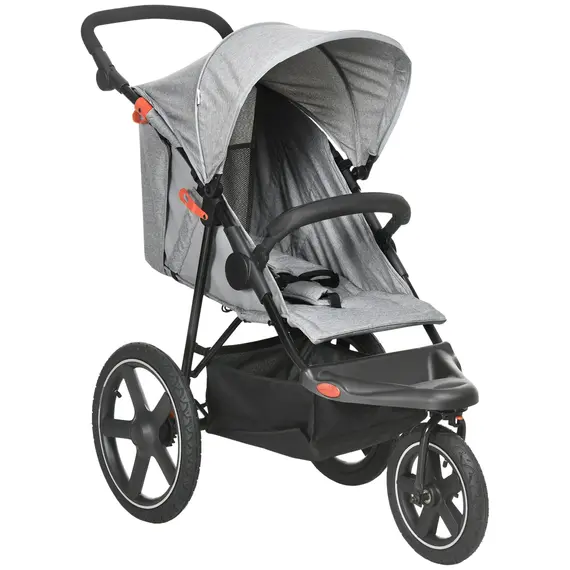 Buy Foldable Three-Wheeler Baby Stroller w/ Canopy, Storage Basket - Grey