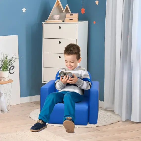 Buy Kids Mini Sofa 3 in 1 Table Chair Set Children Armchair Seat Relax Game Playroom Seater Girl Boys Blue