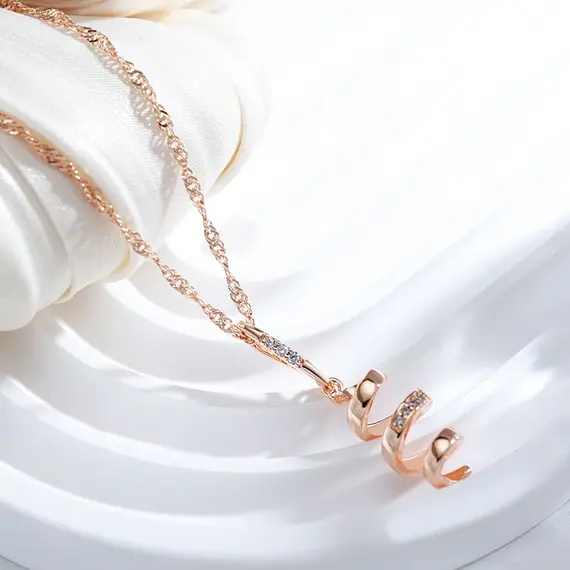 Buy Elegant 14K Gold Filled Geometry Rotate Lab Diamonds Necklace, 5 image