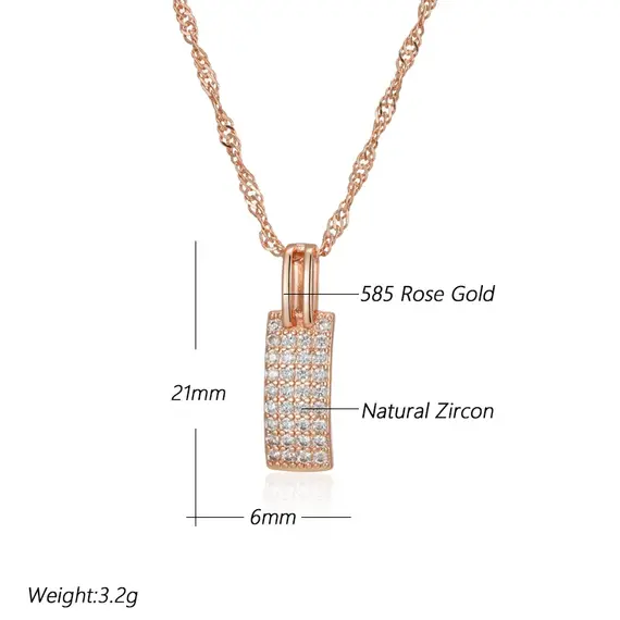 Buy Excellent 14K Gold Filled Rectangular Necklace with Lab Created Diamonds, 3 image