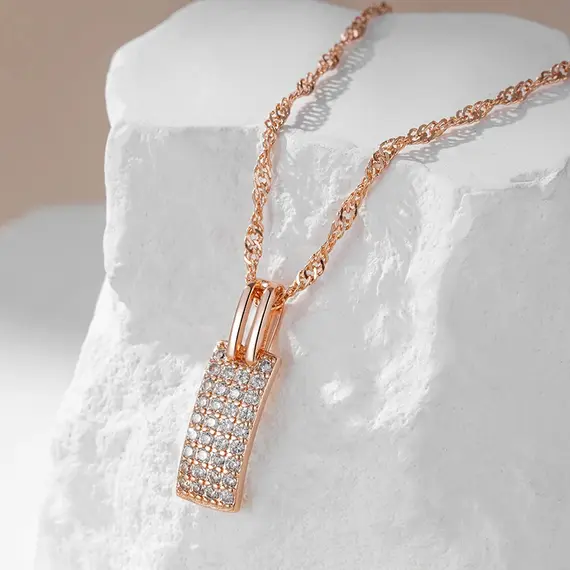 Buy Excellent 14K Gold Filled Rectangular Necklace with Lab Created Diamonds, 4 image