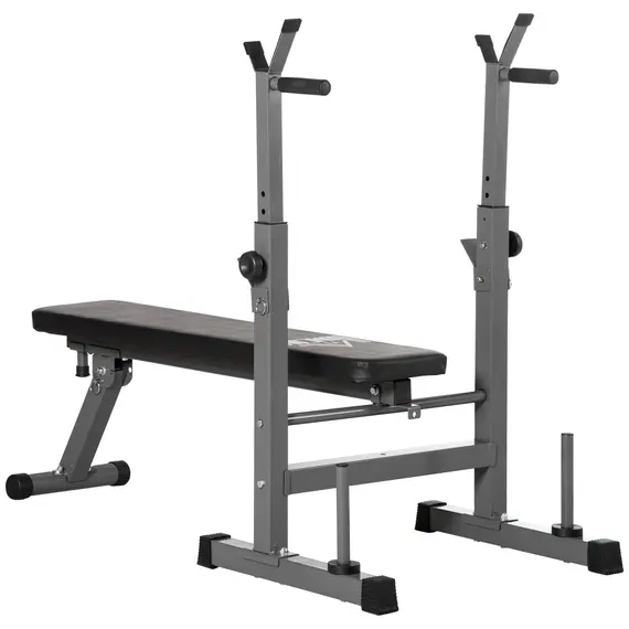 Buy Adjustable Weight Bench, Foldable Bench, with Barbell Rack, Grey