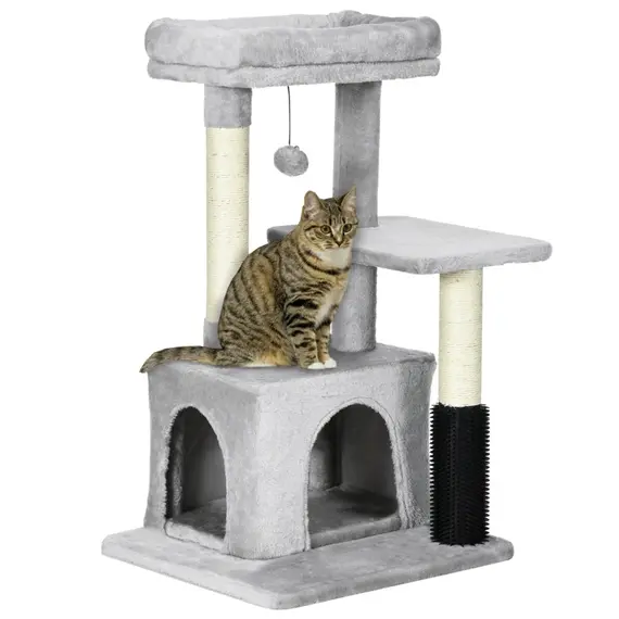 Buy Cat Tree, with Scratching Posts, Cat House, Bed, Hanging Toy Ball - Grey, 2 image