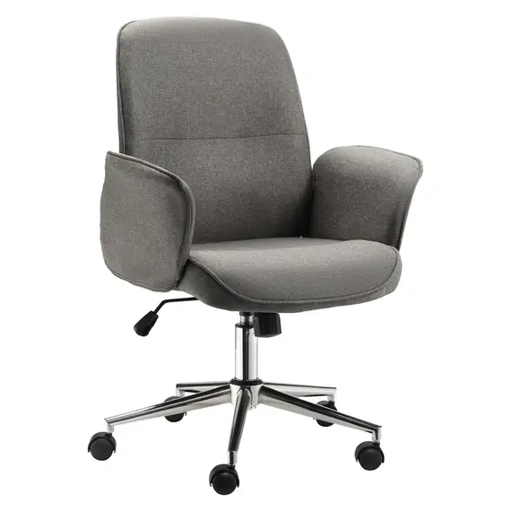 Buy Rocking Chair Office Chair Mid Back Executive Adjustable with Wheels Light Grey, 2 image