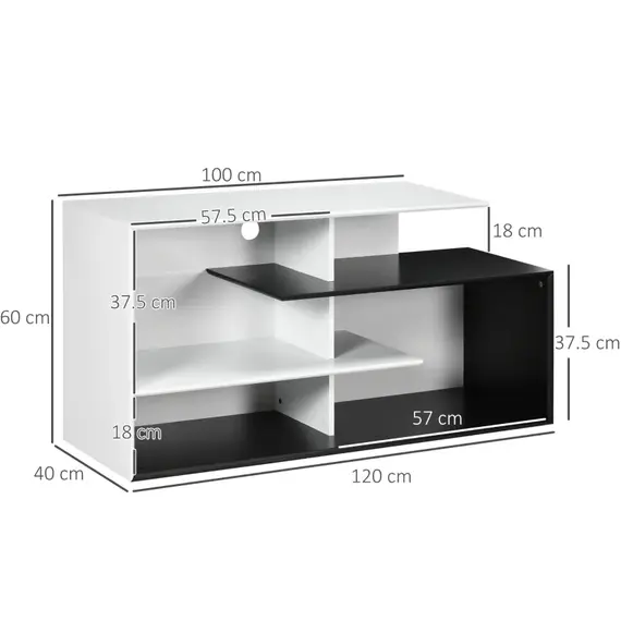 Buy TV Unit Cabinet for TVs up to 32"-55", TV Stand with Storage Shelves for Living Room, Black, 4 image