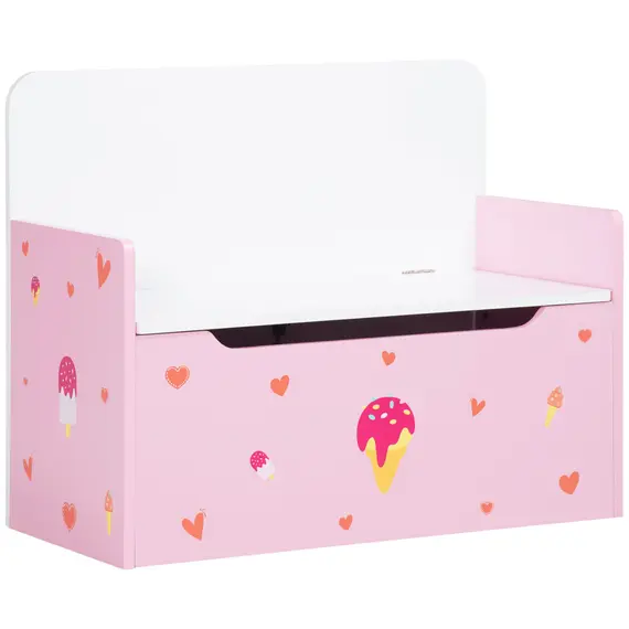 Buy 2-in-1 Kids Storage Bench, Toy Box w/ Safety Rod - Pink