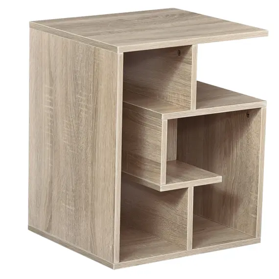 Buy Side Table, 3 Tier End Table with Open Storage Shelves for Living Room, Bedroom, Oak