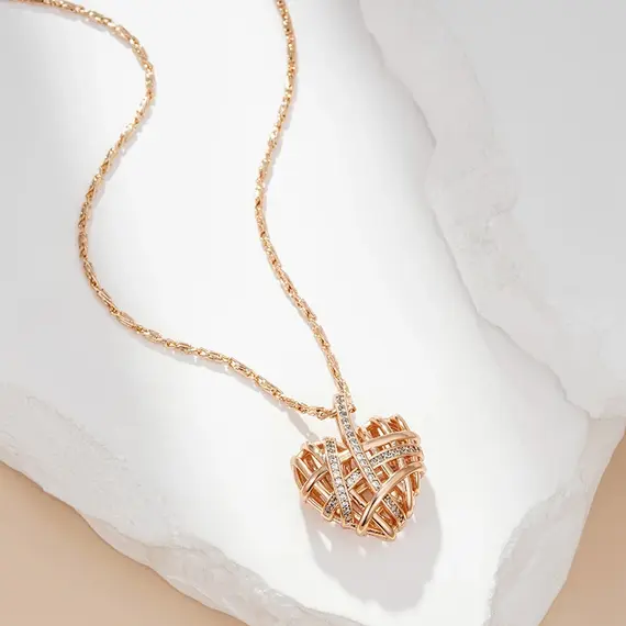 Buy Dazzling Intertwined Heart with 14K Gold Filled Lab Created Diamonds Necklace, 4 image