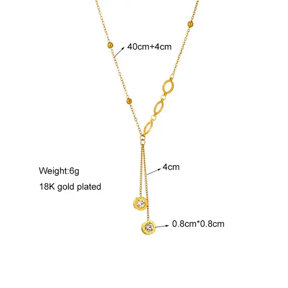 Buy Dazzling Roman Numerals 18K Gold Plated  Zircon Crystals Fashion Necklace, 7 image