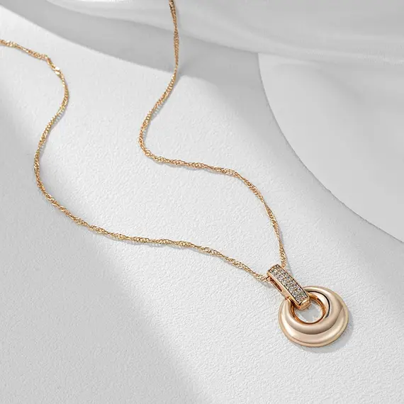Buy Elegant 14K Gold Filled Circle inlaid with Clear Lab Created Diamonds Necklace, 3 image
