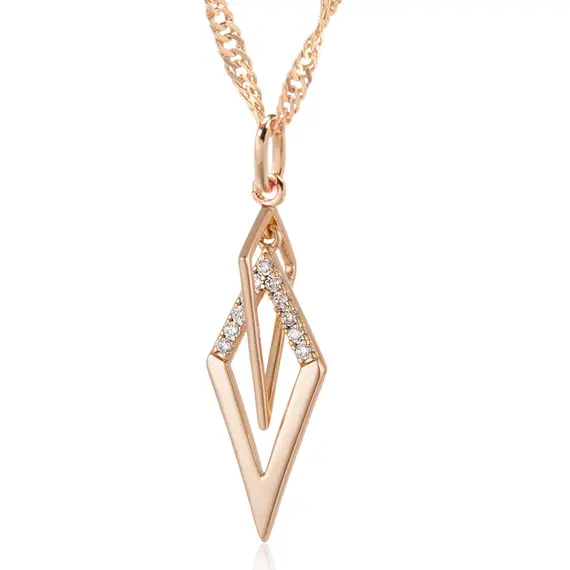Buy Fabulous 14K Gold Filled Stylish Rhombus Hollow Lab Created Diamonds Necklace, 6 image