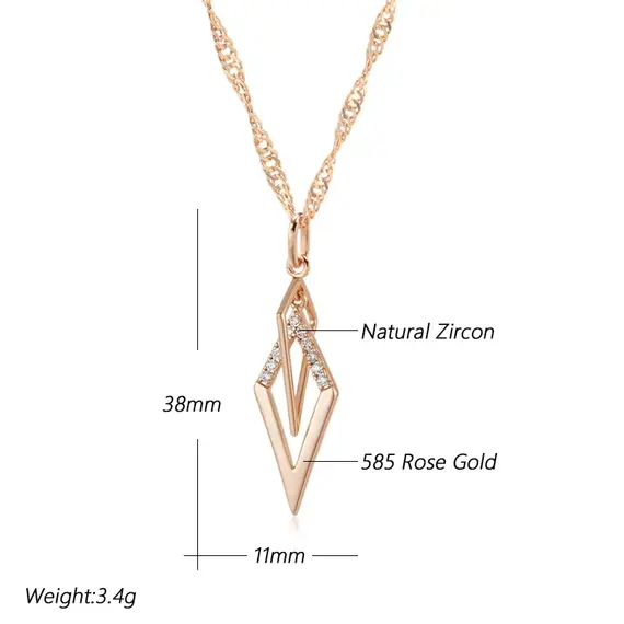 Buy Fabulous 14K Gold Filled Stylish Rhombus Hollow Lab Created Diamonds Necklace, 7 image