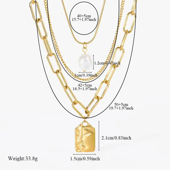 Buy Fascinating 18K Gold Plated Portrait Pendant Necklace - Elegance and Strength, 5 image