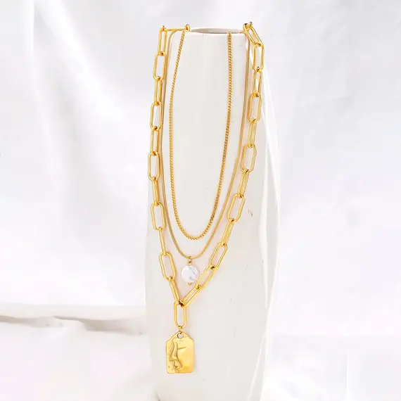 Buy Fascinating 18K Gold Plated Portrait Pendant Necklace - Elegance and Strength, 7 image