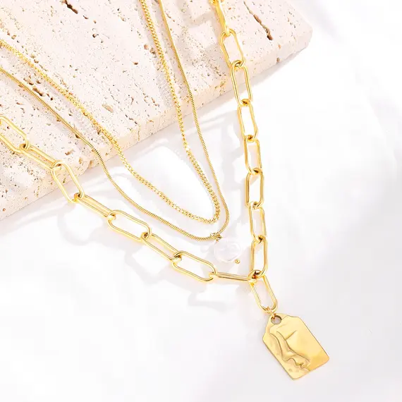 Buy Fascinating 18K Gold Plated Portrait Pendant Necklace - Elegance and Strength, 8 image