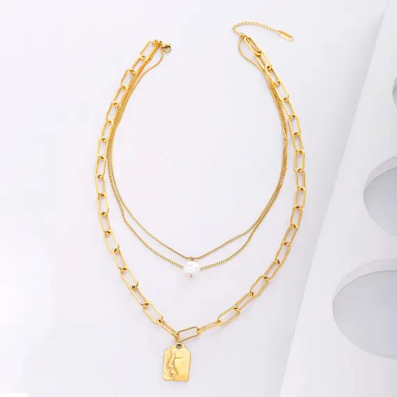 Buy Fascinating 18K Gold Plated Portrait Pendant Necklace - Elegance and Strength, 9 image