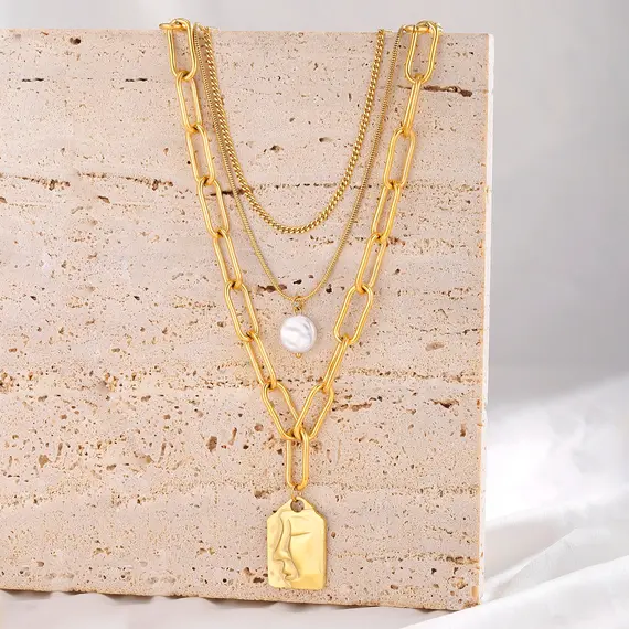 Buy Fascinating 18K Gold Plated Portrait Pendant Necklace - Elegance and Strength, 10 image