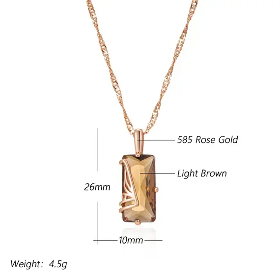 Buy Fashion 14K Rose Gold  Filled Light Brown Zultanite Pendant Necklace, 4 image