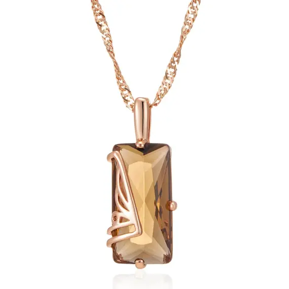Buy Fashion 14K Rose Gold  Filled Light Brown Zultanite Pendant Necklace, 6 image