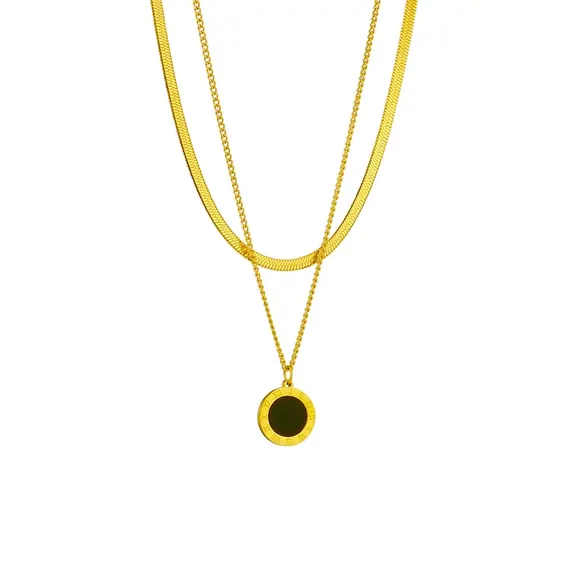 Buy Glamorous 18K Gold Plated Titanium Steel Roman Numerals Dial Necklace, 3 image