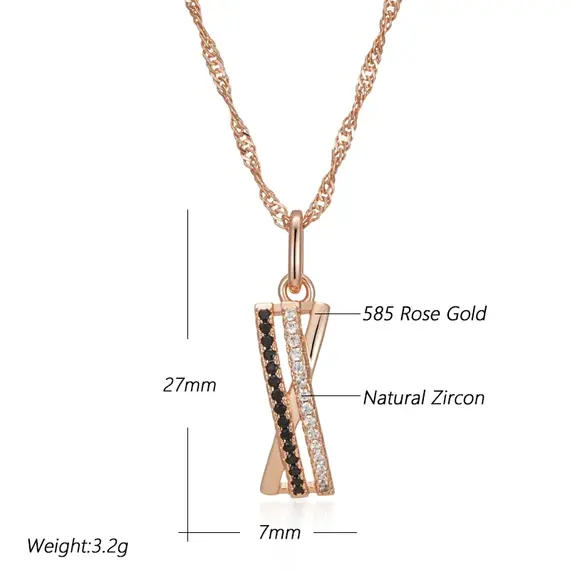 Buy Gorgeous Crossing Geometric  14K Gold Filled Necklace with Lab Created Diamonds, 2 image