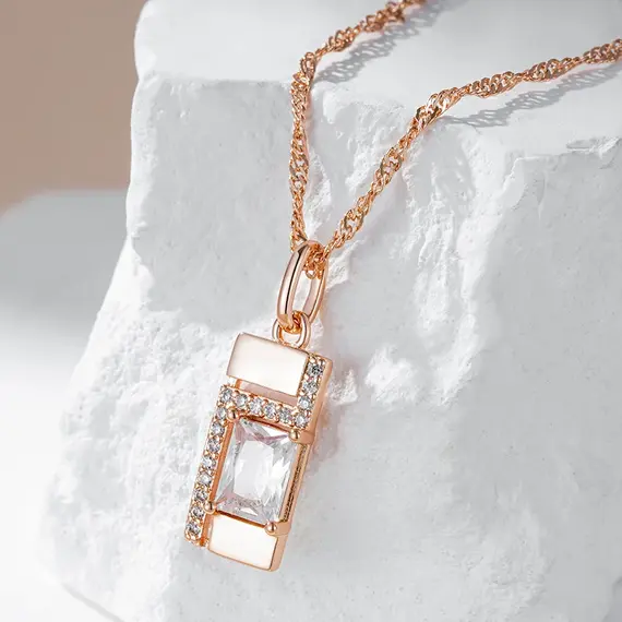 Buy Graceful 14K Gold Filled Rectangular Necklace with Lab Created Diamonds, 3 image