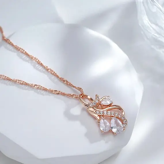 Buy Luxury 14K Gold Filled Vintage Design Geometric Lab Created Diamonds Necklace, 6 image